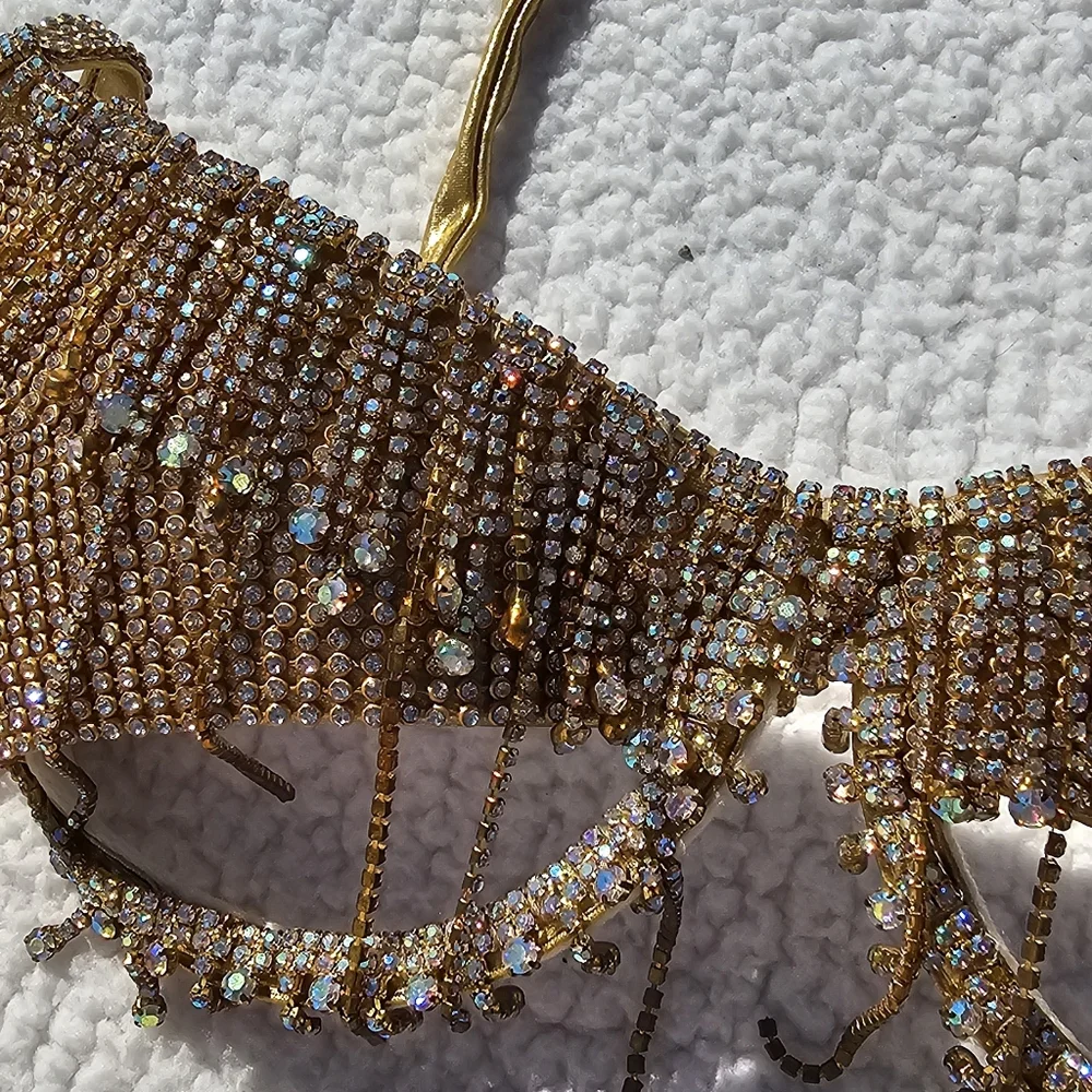 Gold Beaded Halter Rave Top - Picture 4 of 7